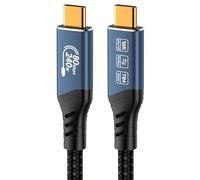 PremiumCord Cable de Conexión USB4™ Versión 2, Thunderbolt 4, 16K a 60 Hz, Cable de Datos Ultraspeed de hasta 80 Gbps, E-Marker, Conector USB Tipo C, Carga Rápida de hasta 240 W, Azul, Longitud 1,5m