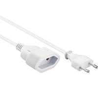 PremiumCord Cable de extensión de 230 V y 2 m, cable de extensión con enchufe europeo y enchufe europeo, cable de alimentación, enchufe, blanco