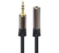 PremiumCord Cable de Extensión HQ Jack de 3,5 mm, Conector Jack de 3,5 mm, Macho a Hembra, Cable de Extensión de Audio para Auriculares Auxiliares, Blindado, Conector Metálico, M/F, Longitud 5 m