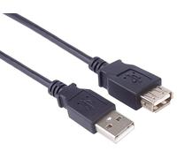PremiumCord Cable de Extensión USB 2.0 de 3m, Cable de Datos de Alta Velocidad Hasta 480Mbit/s, Cable de Carga, USB 2.0 Tipo a Hembra A Macho, 2x Apantallados, Color Negro, Longitud 3m