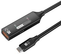 PREMIUMCORD Cable de Extensión USB A-C Activo con Repetidor 7m, Conector Hembra Tipo A a Macho Tipo C, USB 3.2 Gen 2 SuperSpeed+ 10Gbit/s, Doble Blindaje, Carcasa de Aluminio, Color Negro, Longitud 7m