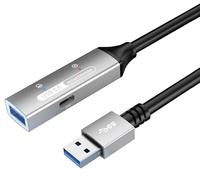 PremiumCord Cable Alargador USB Activo con Repetidor 10m, USB A Hembra a Macho, USB 3.2 Gen 1 Super Speed 5 Gbit/s, 2x Blindados, AWG20/28, Carcasa de Aluminio, Color Negro, Longitud 10m