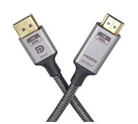 PremiumCord Cable DisplayPort 1.4 a HDMI 2.1 M/M, enchufe DP en enchufe HDMI, resolución 8K 4320p 60Hz, 4K 2160p 144Hz, Full HD 1080p, HDCP 2.2, Color: Negro, Longitud: 2 m