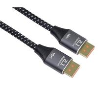 PremiumCord Cable Displayport 2.1 16K M/M, Enchufe a Enchufe, 80Gbps, Vídeo 16K@60Hz, 10K@60Hz, 8K@165Hz 2160p, HDCP 2.2, Conectores Chapados en Oro, Trenza de Cable Textil, Longitud 2 m
