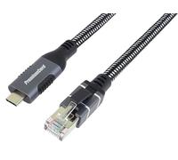 PremiumCord Cable Ethernet USB-C a RJ45 10/100/1000 Mbit/s, Cat 6 FTP, USB-C Macho A RJ45 macho, USB 3.2 Gen 1, Cable Trenzado Robusto, Color Gris Espacial, Longitud 1 m