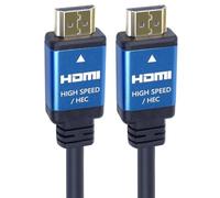 PremiumCord Cable HDMI 2.0B M/M 4K de Alta Velocidad, 18Gbps con Ethernet, Compatible con Vídeo 4K@60Hz, Deep Color, 3D, ARC, HDR, Dolby TrueHD, Conectores Chapados en Oro, Negro/Azul, 3 m