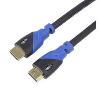 PremiumCord Cable HDMI 2.0B M/M 4K de Alta Velocidad, 18Gbps con Ethernet, Compatible con Vídeo 4K@60Hz, Deep Color, 3D, ARC, HDR, Dolby TrueHD, Conectores Chapados en Oro, Pvc, Negro/Azul, 1,5 m
