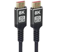 PremiumCord Cable HDMI 2.1 8K Ultra High Speed M/M 48Gbps con Ethernet, Resolución de Vídeo 8K@60Hz, Deep Color, 3D, EDID, ARC, HDR, 3x Blindado, Trenza de Cable Textil, Chapado en Oro, 1 m