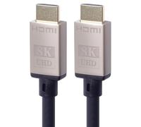 PremiumCord Cable HDMI 2.1 m/M 8K de Ultra Alta Velocidad, 48 Gbps con Ethernet, Compatible con Vídeo 8K@60 Hz, Color Profundo, 3D, EARC, HDR, 3 Conectores Blindados, Chapados en Oro, Metálico, 0,5 m
