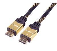 PremiumCord Cable HDMI 4K de Alta Velocidad M/M, 10.2Gbps con Ethernet, Compatible con Vídeo 4K@30Hz, Full HD 1080p, Deep Color, 3D, ARC, HDR, Dolby TrueHD, Conectores Chapados en Oro, Negro/Oro, 1 m