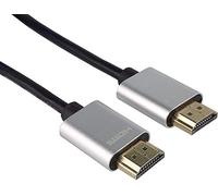 PremiumCord Cable HDMI Slim 4K de Alta Velocidad M/M, 10.2Gbps con Ethernet, Compatible con Vídeo 4K@30Hz, Full HD 1080p, Deep Color, ARC, HDR, Dolby HD, Conectores Chapados en Oro, Negro/Plata, 1 m