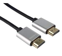 PremiumCord Cable HDMI Slim 4K de Alta Velocidad M/M, 10.2Gbps con Ethernet, Compatible con Vídeo 4K@30Hz, Full HD 1080p, Deep Color, ARC, HDR, Dolby HD, Conectores Chapados en Oro, Negro/Plata, 1,5 m