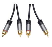 PremiumCord Cable HQ 2X Cinch a 2X Cinch, Macho a Macho, Cable de Conexión Audio Vídeo, para TV Móviles MP3 HiFi, Blindado, Conector Metálico, M/M, Longitud 1,5 m
