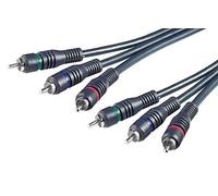 PremiumCord Cable HQ 3X RCA a 3X RCA, Macho a Macho, Cable de Conexión Audio Video de Calidad, Estéreo, para TV, Celulares, MP3, HiFi, Color Negro, 2m