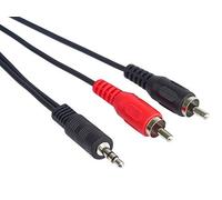 PremiumCord Cable Jack a RCA Y 2m, Clavija Jack 3.5mm a 2X Clavijas RCA, Audio Estéreo, para Cámara Digital, TV, Celulares, MP3, HiFi, Color Negro