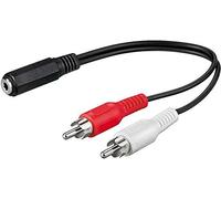 PremiumCord Cable Jack a RCA Y de 0,2m, Toma Jack de 3,5mm a 2X Clavijas RCA, Jack a RCA, Audio Estéreo, para Cámara Digital, TV, Móviles, MP3, HiFi, Color Negro