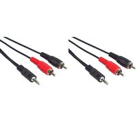 PremiumCord Cable Jack a RCA Y de 1,5m, Conector Jack de 3,5mm a 2X Conectores RCA, Jack a RCA, Audio Estéreo, para Cámara Digital, TV, Móviles, MP3, HiFi, Color Negro (Paquete de 2)