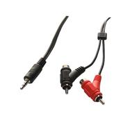 PremiumCord Cable Jack a RCA Y de 2m, Conector Jack de 3.5mm a 2X Conectores RCA de 90°, Audio Estéreo, para Cámara Digital, TV, Celulares, MP3, HiFi, Color Negro