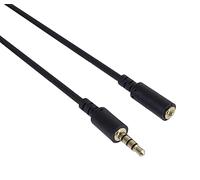 PremiumCord Cable Jack de 3,5 mm de 4 Pines, para Transmisión de Audio Y Voz, Permite El Uso de Un Micrófono, Cable de Extensión de Audio Aux Headphone, M/F, Longitud 1 m