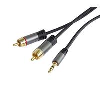 PremiumCord Cable Jack Estéreo a RCA HQ, Conector Jack de 3,5 mm a Conector 2Xcinch, para Cámara Digital TV Teléfonos Móviles MP3 HiFi, Blindado, Conector Metálico, M/M, Longitud 3m