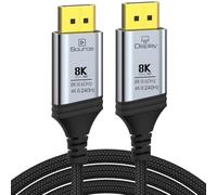 PremiumCord Cable Óptico 8K DisplayPort 1.4, Macho a Macho, Longitud 30 m | Rápido 32,4 Gbit/s, Vídeo 8K a 60 Hz / 4K a 240 Hz, Conectores Sobremoldeados Chapados en Oro, Color: Negro + Plata