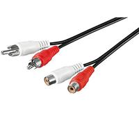 PremiumCord Cable RCA 15m, 2X RCA Conector RCA a 2X RCA Conector RCA, Cable de Extensión de Audio, Audio Estéreo, para TV, Celulares, MP3, HiFi, Color Negro