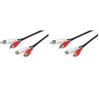 PremiumCord Cable RCA 15m, 2X RCA Conector RCA a 2X RCA Conector RCA, Cable de Extensión de Audio, Audio Estéreo, para TV, Celulares, MP3, HiFi, Color Negro (Paquete de 2)