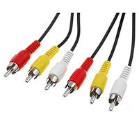 PremiumCord Cable RCA 2m, 3X Conectores RCA a 3X Conectores RCA, Cable de Conexión Audio Video, Estéreo, para TV, Celulares, MP3, HiFi, Color Negro