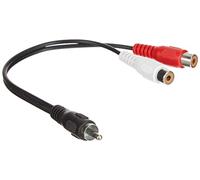 PremiumCord Cable RCA de 0,2 m, 1x Conector RCA a 2X Conector RCA, Cable Adaptador de Audio Y Vídeo, Estéreo, para TV, Móviles, MP3, HiFi, Color Negro