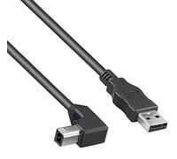 PremiumCord Cable USB 2.0 de Alta Velocidad M/M 2m, A Macho a B Macho Doblado 90°, Cable de Conexión USB Para Escáneres, Etc., Doble Blindaje, AWG28, Color Negro, Longitud 2m