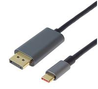PremiumCord Cable USB-C a DisplayPort 1.4, resolución hasta UHD 8K @60Hz, 4K @120Hz y Full HD 1080p, macho a macho, HDCP 2.2, aluminio, color: gris metálico, longitud: 2 m