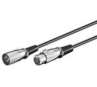 PremiumCord Cable XLR a XLR (Macho a Hembra, 3 Pines, Baja Ruido, 2 m), Color Negro