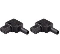 PremiumCord Conector de Red 230 V Hembra acodado 90°, 10 A, IEC C13, Color Negro (Paquete de 2)