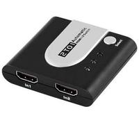 PremiumCord Conmutador HDMI 2:1 automático con LED de Estado, resolución de vídeo Full HD 1080p 60Hz, 3D, HDCP, Color Negro y Plateado