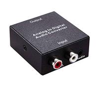 PremiumCord Conversor de Audio analógico a Digital, 2 RCA RCA a Toslink/SPDIF, Incluye Fuente de alimentación, Carcasa metálica, Color Negro