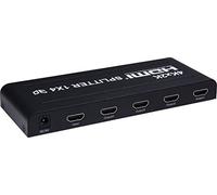 PremiumCord Divisor 4K HDMI, 1-4 Puertos, con Fuente de Alimentación, Carcasa Metálica, Resolución de Vídeo UHD 4K 2160p 60Hz, Full HD 1080p, Color Negro
