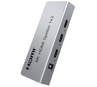 PremiumCord Divisor HDMI 1-2, Vídeo 8K 4320p 60Hz, 4K 2160p 120Hz, Full HD 1080p, HDMI 2.1, 40Gbps, HDR10, Dolby TrueHD, Cec, Carcasa Metálica Pequeña, Plateado