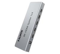 PremiumCord Divisor HDMI 1-4, Vídeo 8K 4320p 60Hz, 4K 2160p 120Hz, Full HD 1080p, HDMI 2.1, 40Gbps, HDR10, Dolby Truehd, Cec, Carcasa Metálica Pequeña, Plateado