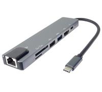 PremiumCord Dock USB-C con 4K HDMI, RJ45, USB 3.0, USB 2.0, SD, MicroSD/TF y PD 87W, Resolución UHD 4K 2160p 30Hz, Full HD 1080p, USB 3.2 Tipo C, Carcasa de Aluminio, Longitud 20 cm