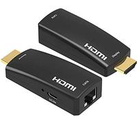 PremiumCord Extensor HDMI a 50 m Mediante un Cable Cat5e/6, Full HD 1080p, Conectores Dorados, Color Negro