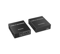 PremiumCord Extensor USB 3.0 de 4 Puertos sobre Cat5E/Cat6/Cat6A hasta 100 m, 5 Gbps, RJ45, Ethernet, Carcasa Metálica, Negro