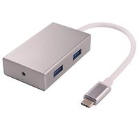 PremiumCord Hub USB-C a 4 Puertos USB 3.0, Carcasa de Aluminio, 5 Gbps, 3.2 Gen 1 Tipo C Macho a 4X Tipo A, Longitud 25 cm