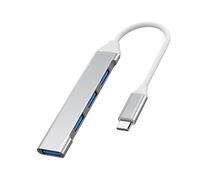 PremiumCord Hub USB-C con 4X USB A, SuperSpeed 3.2 Gen1 5Gbps, Plug & Play, Hot-Swap, Carcasa de Aluminio, 10 cm