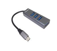 PremiumCord Hub USB-C Superspeed 5G para 4X USB A, USB 3.2 Gen 1, transmisión de gónneas de 5 GB/s, Carga de 5 V, Carcasa de Metal, Longitud: 15 cm