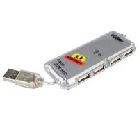 PremiumCord Hub USB de 4 Puertos sin alimentación, Cable Integrado, USB 2.0 de Alta Velocidad, hasta 480 Mbit/s, ku2hub4ws