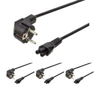 PremiumCord Mickey Mouse 230V 1m, Cable de Alimentación con Contacto de Tierra En Ángulo A Conector C5, IEC 320, Cable de Alimentación para PC de 3 Pines, Negro (Paquete de 4)