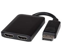 PremiumCord MST - Adaptador DisplayPort a 2 HDMI Extended + Mirror Function, vídeo 4K @ 60 Hz UHD 2160p, Full HD 1080p, Longitud: 20 cm, Color Negro