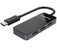 PremiumCord MST Adaptador DisplayPort a 3x DisplayPort 1.4 para Monitores de Hasta 8K @ 60 Hz (Tres Veces 4K), Extendido + Duplicado + Duplicado Modos, Color Negro