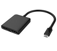 PremiumCord MST - Adaptador USB-C a 2 Puertos DisplayPort, USB 3.1 Tipo C Macho a 2 Conectores DP Hembra, Funciones avanzadas + Espejo, resolución 4K 2160p, Color Negro, Longitud 20 cm