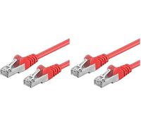 PremiumCord Patch Cable Cat 6a S/FTP, 10Gbit/s, Cable Ethernet, LAN, Conectores RJ45, Flexible y Robusto, AWG 26/7, Conductores 100% CU, Rojo, 0,5 m (Paquete de 2)